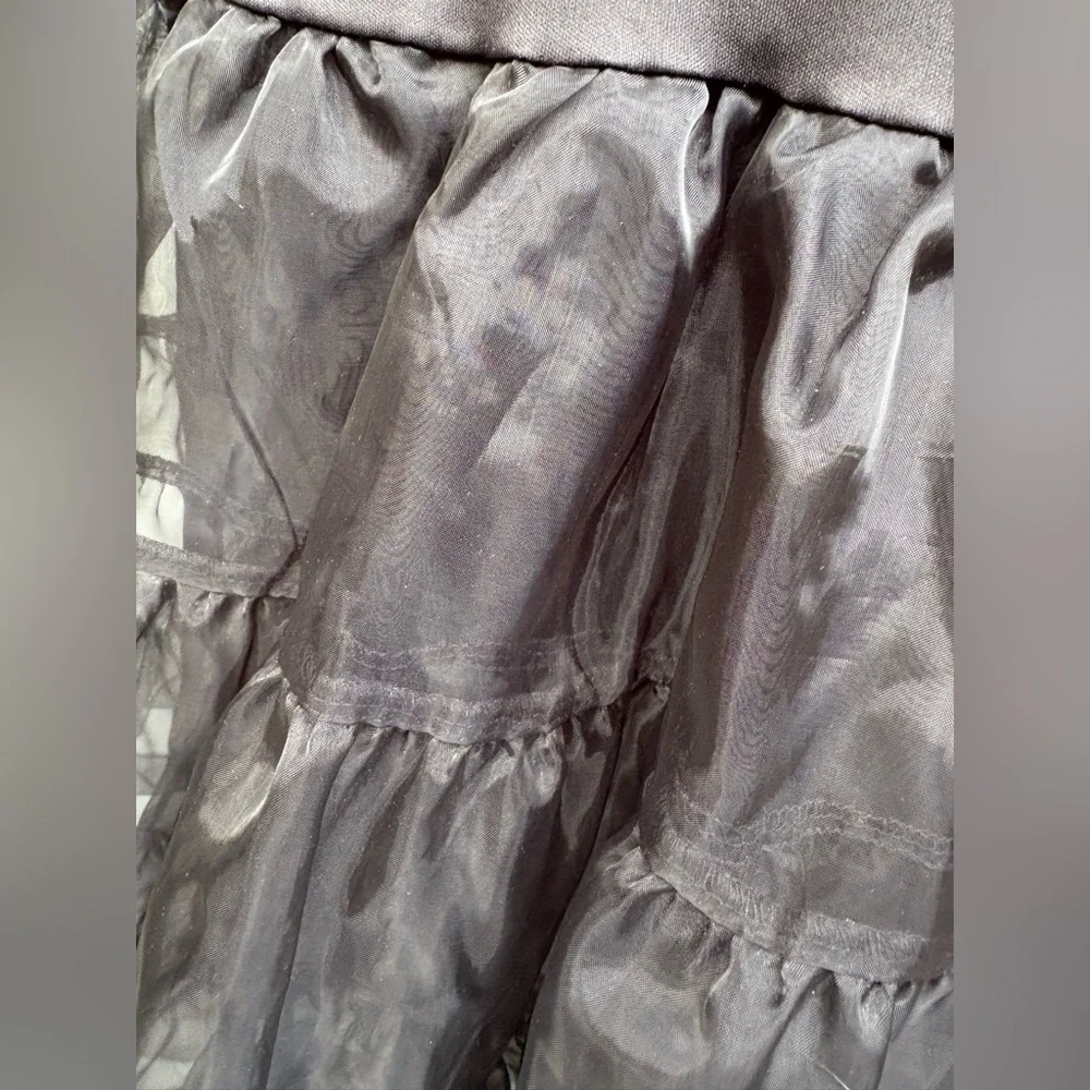 Organza Black Ruffled Nylon Double Layer Petticoat Skirt - Picture 6 of 8